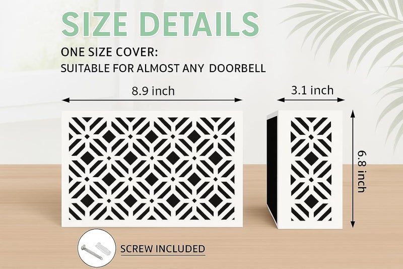 Decorhaus Doorbell Chime Cover Box Only, Modern & Decorative Covers for Indoor Chimes, Universal Fit for any Door Bell - White Aesthetic Wooden Design - Easy to Install with included Screws - Image 2